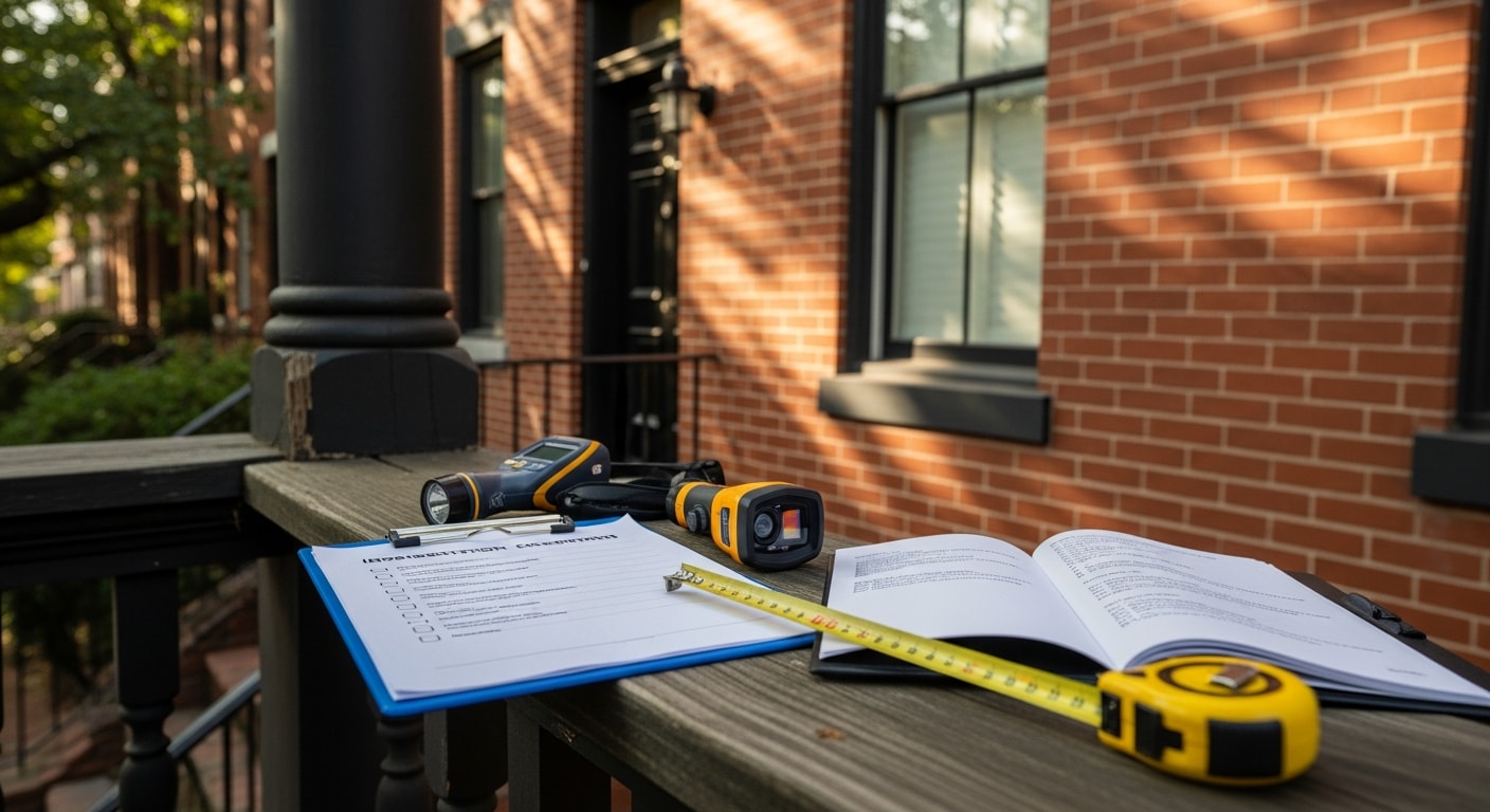Professional home inspector examining property structure