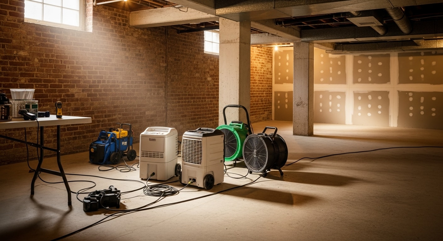 Water damage restoration and drying equipment