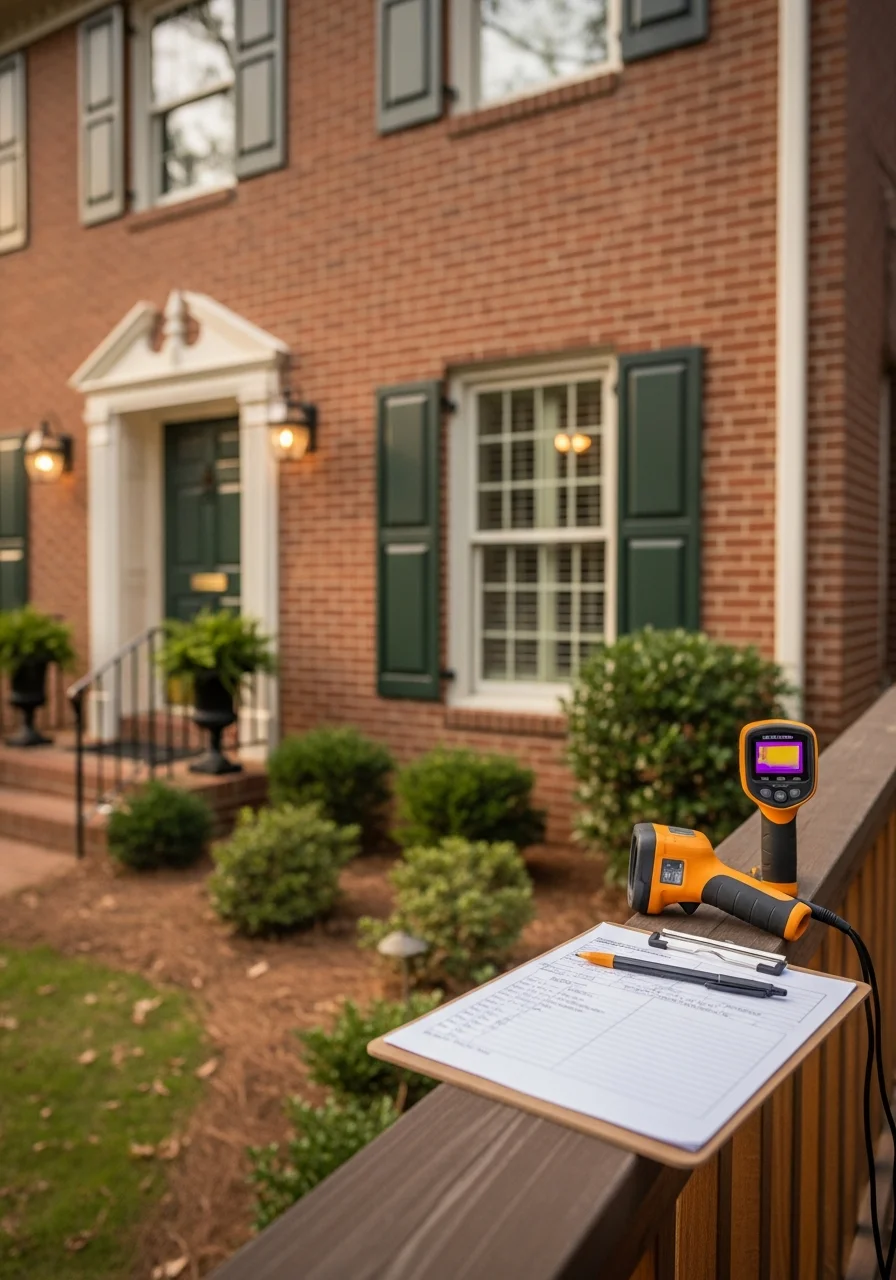 Professional home inspector examining residential property in Alexandria, Virginia