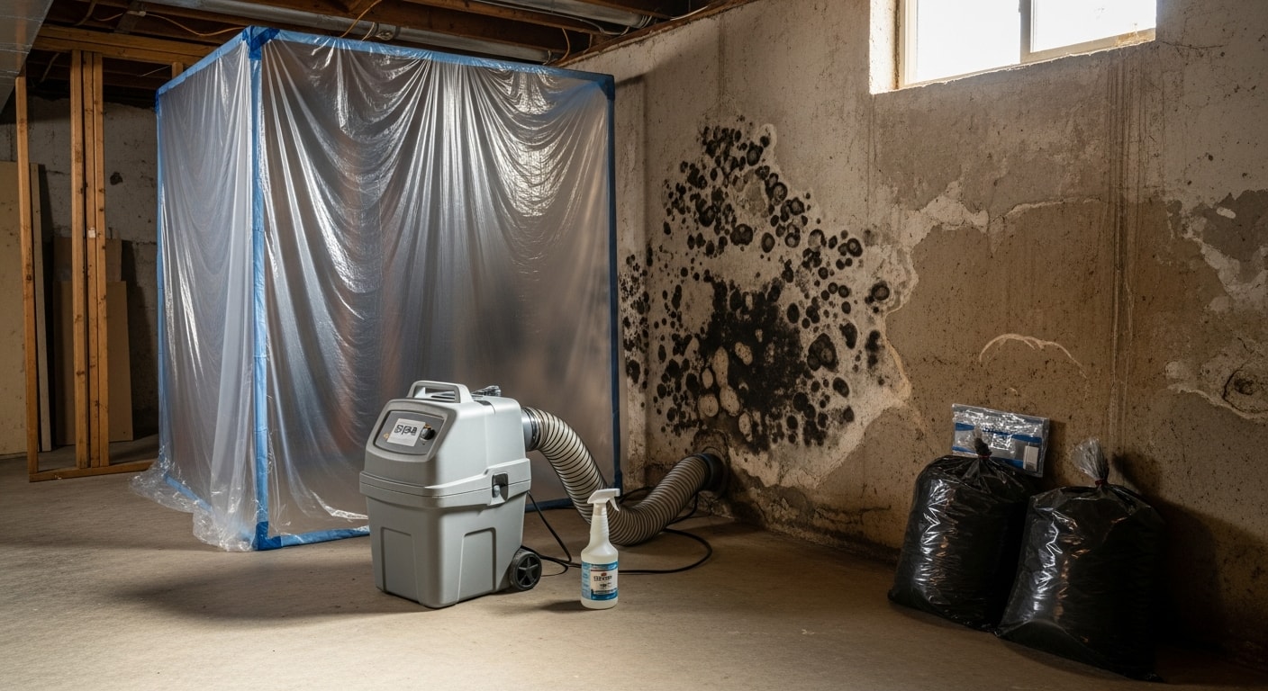 Certified mold remediation specialist removing mold from a property